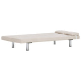 Sofa Bed with Two Pillows Cream Polyester - Close-Up Angle