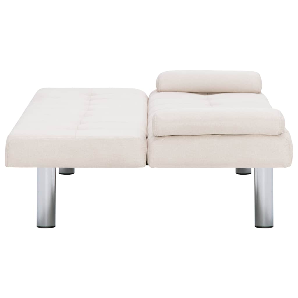 Sofa Bed with Two Pillows Cream Polyester