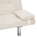 Sofa Bed with Two Pillows Cream Polyester