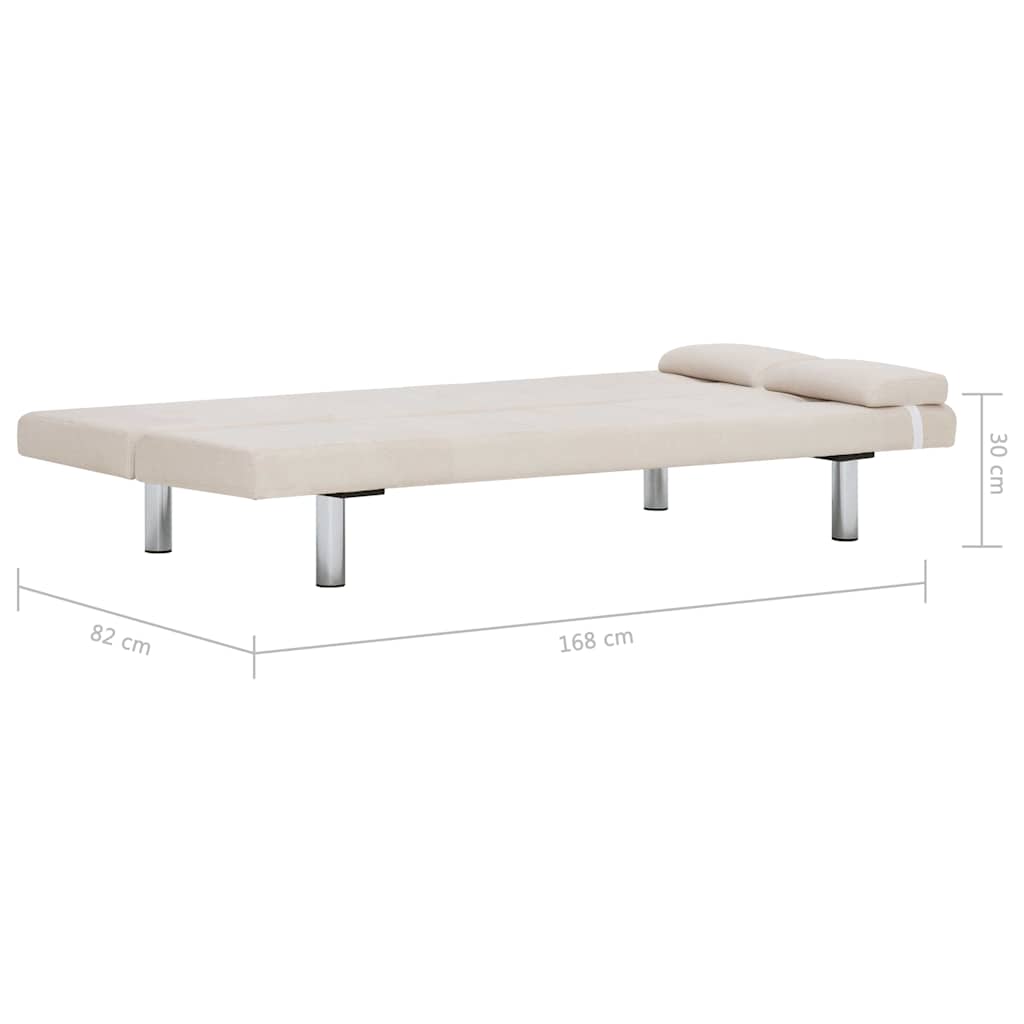 Sofa Bed with Two Pillows Cream Polyester