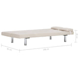 Sofa Bed with Two Pillows Cream Polyester - Extra Image