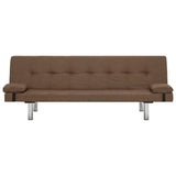 Sofa Bed with Two Pillows Brown Polyester - 45-Degree Angle