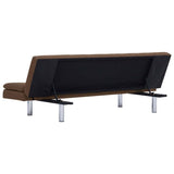 Sofa Bed with Two Pillows Brown Polyester