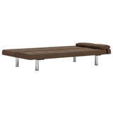 Sofa Bed with Two Pillows Brown Polyester