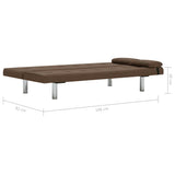 Sofa Bed with Two Pillows Brown Polyester