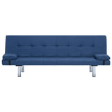 Sofa Bed with Two Pillows Blue Polyester - 45-Degree Angle