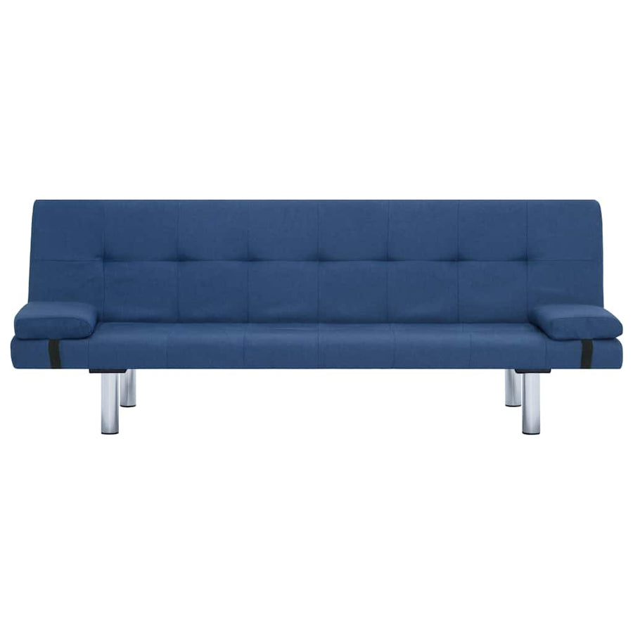 Sofa Bed with Two Pillows Blue Polyester