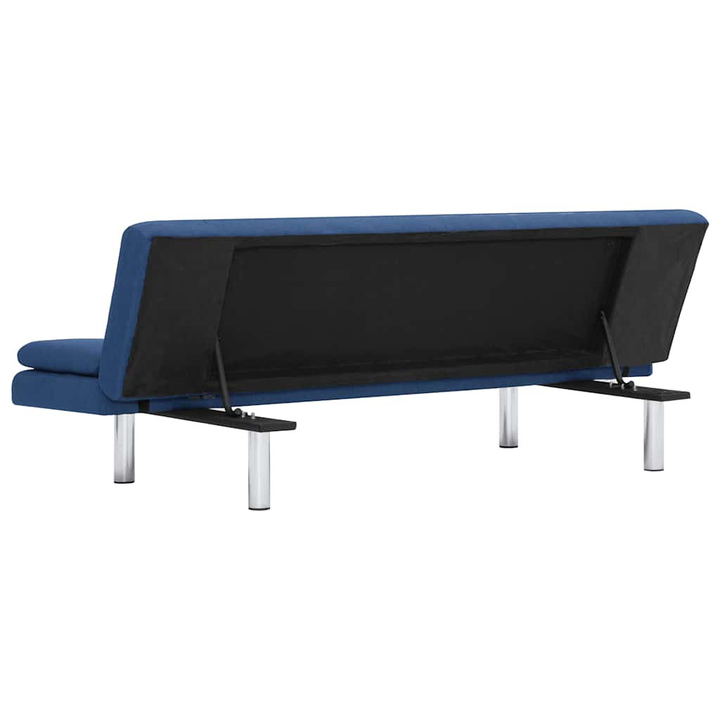 Sofa Bed with Two Pillows Blue Polyester