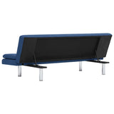 Sofa Bed with Two Pillows Blue Polyester