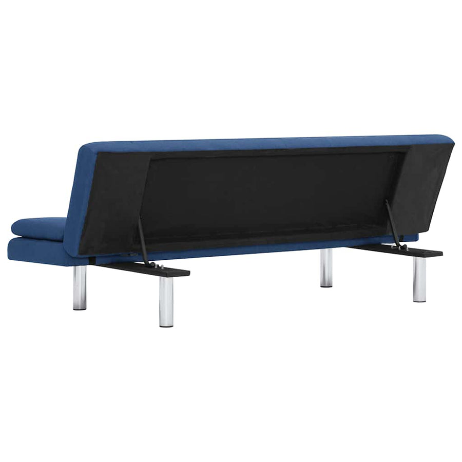 Sofa Bed with Two Pillows Blue Polyester