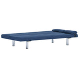 Sofa Bed with Two Pillows Blue Polyester - Close-Up Angle
