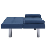 Sofa Bed with Two Pillows Blue Polyester - Low Angle