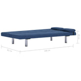 Sofa Bed with Two Pillows Blue Polyester - Extra Image