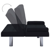 Sofa Bed with Two Pillows Black Polyester - Top-Down View
