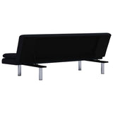 Sofa Bed with Two Pillows Black Polyester - Rear View