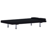 Sofa Bed with Two Pillows Black Polyester - Close-Up Angle