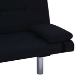 Sofa Bed with Two Pillows Black Polyester - Extra Image