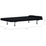 Sofa Bed with Two Pillows Black Polyester - Extra Image