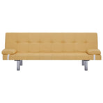 Sofa Bed with Two Pillows Yellow Polyester