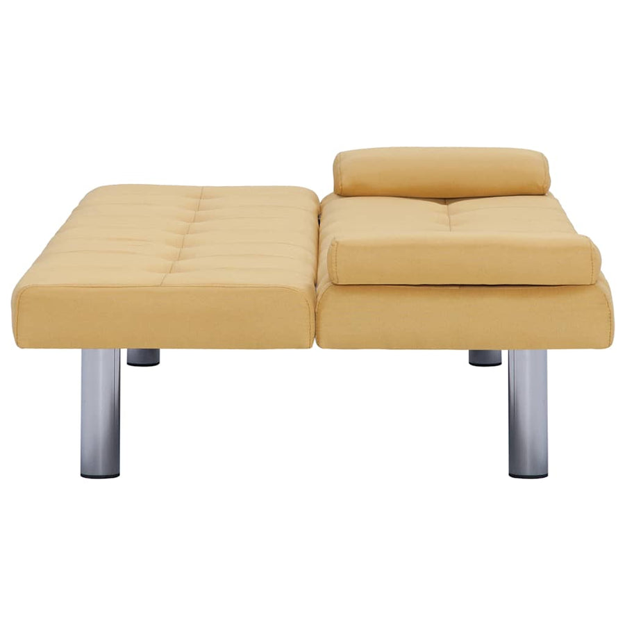 Sofa Bed with Two Pillows Yellow Polyester