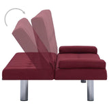 Sofa Bed with Two Pillows Wine Red Polyester - Top-Down View