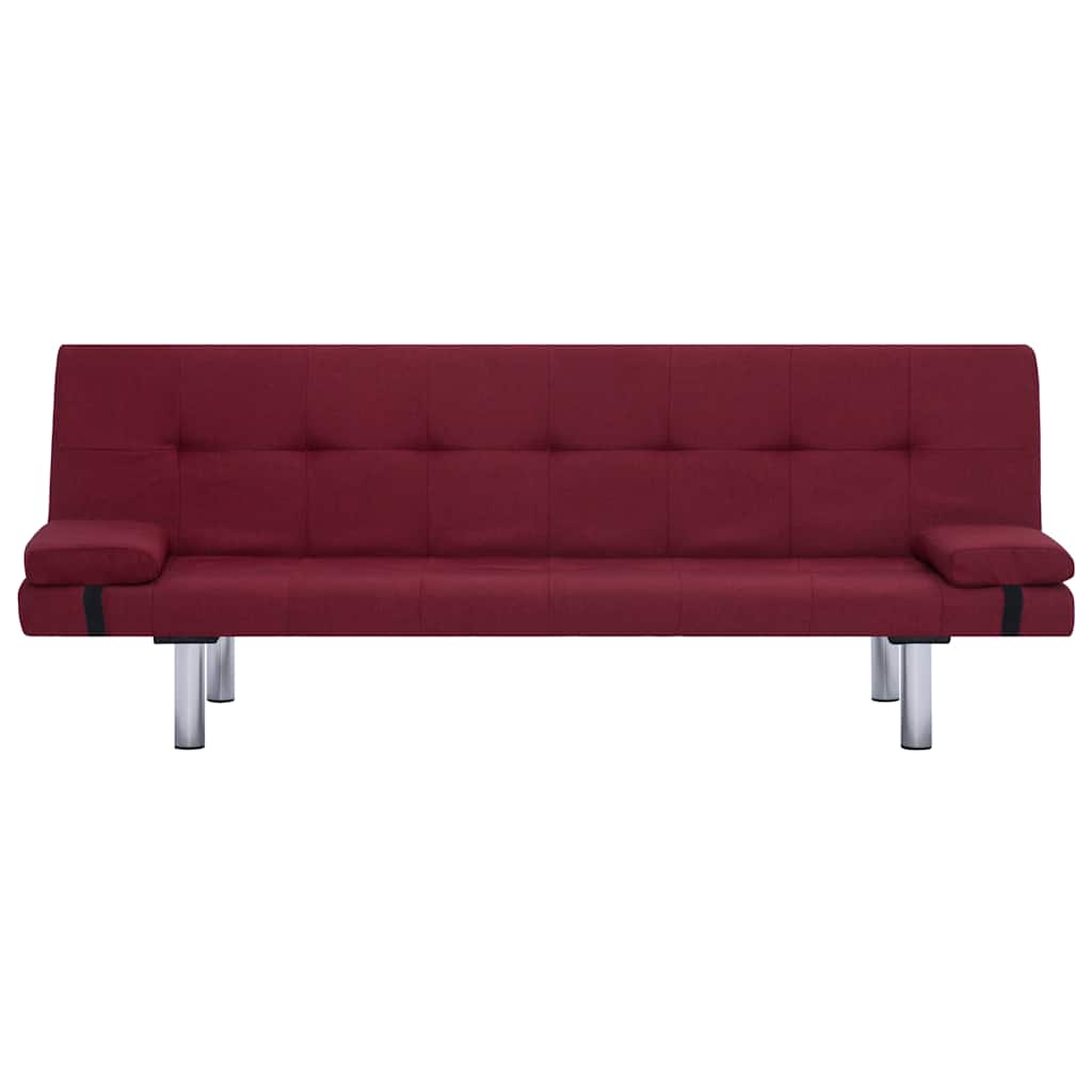 Sofa Bed with Two Pillows Wine Red Polyester