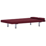 Sofa Bed with Two Pillows Wine Red Polyester