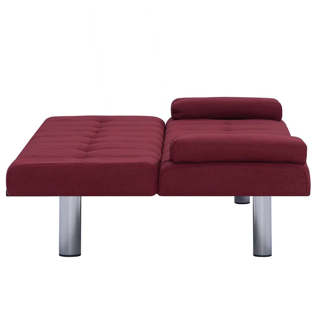 Sofa Bed with Two Pillows Wine Red Polyester
