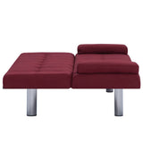 Sofa Bed with Two Pillows Wine Red Polyester