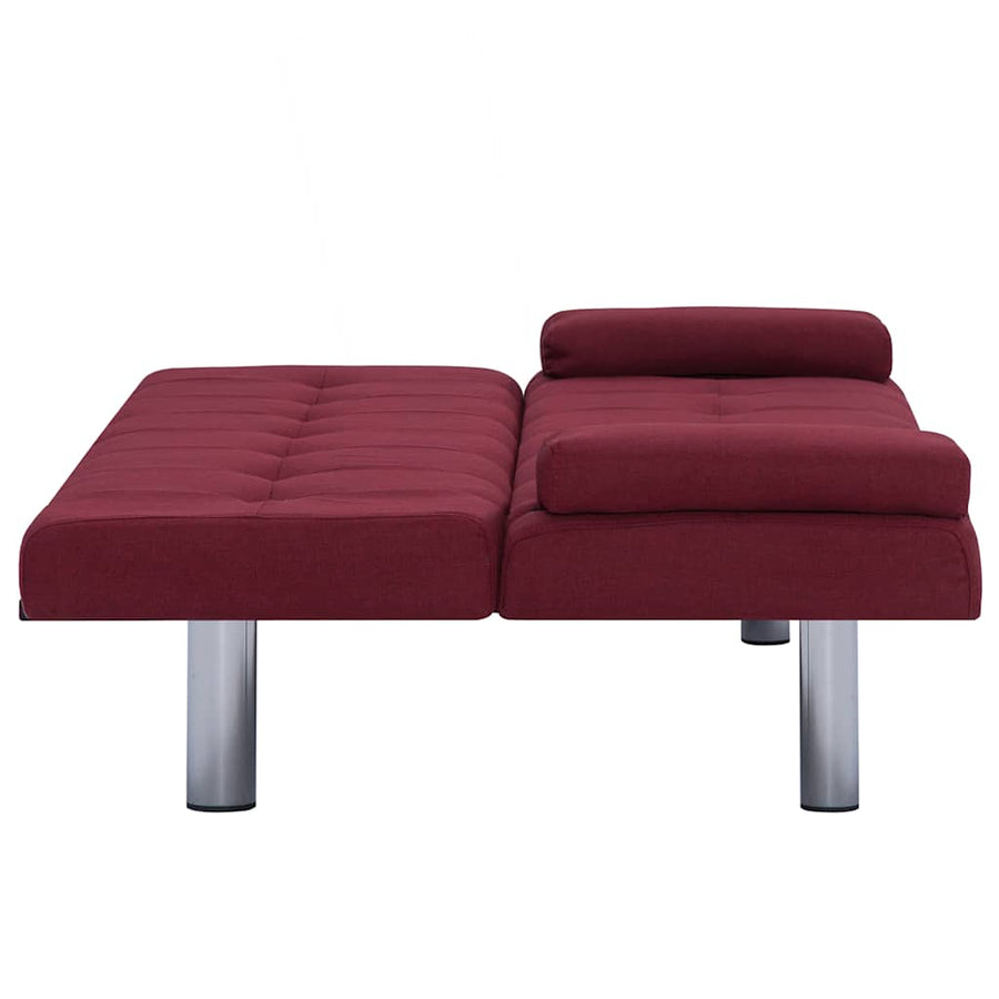Sofa Bed with Two Pillows Wine Red Polyester