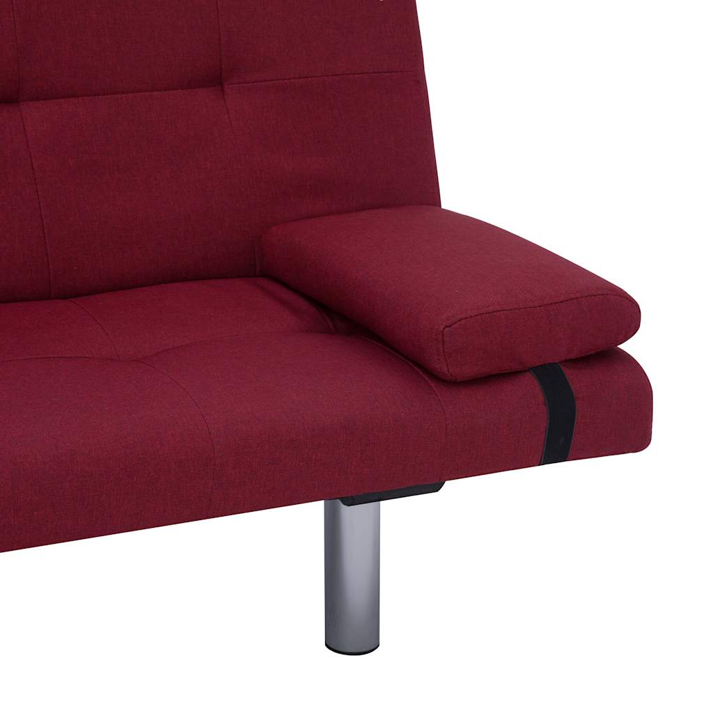 Sofa Bed with Two Pillows Wine Red Polyester