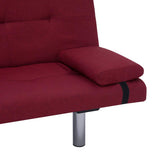 Sofa Bed with Two Pillows Wine Red Polyester - Extra Image