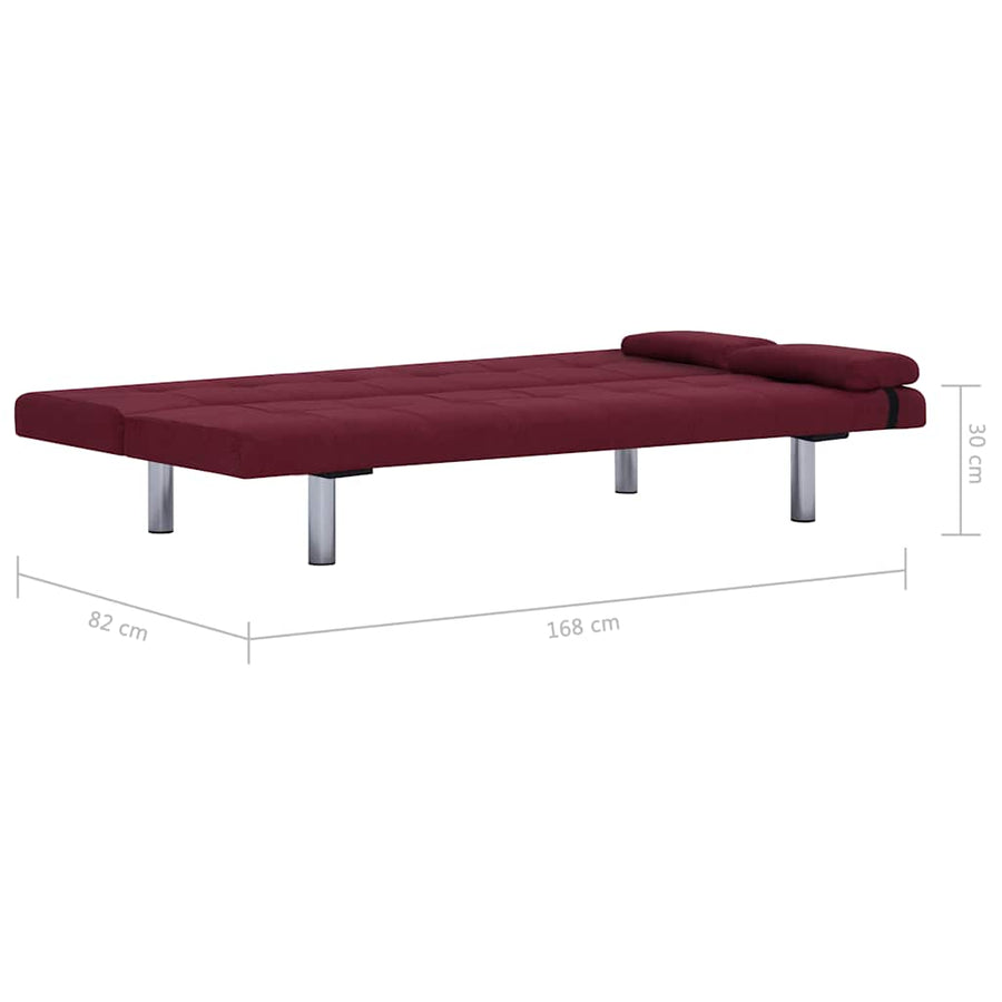 Sofa Bed with Two Pillows Wine Red Polyester