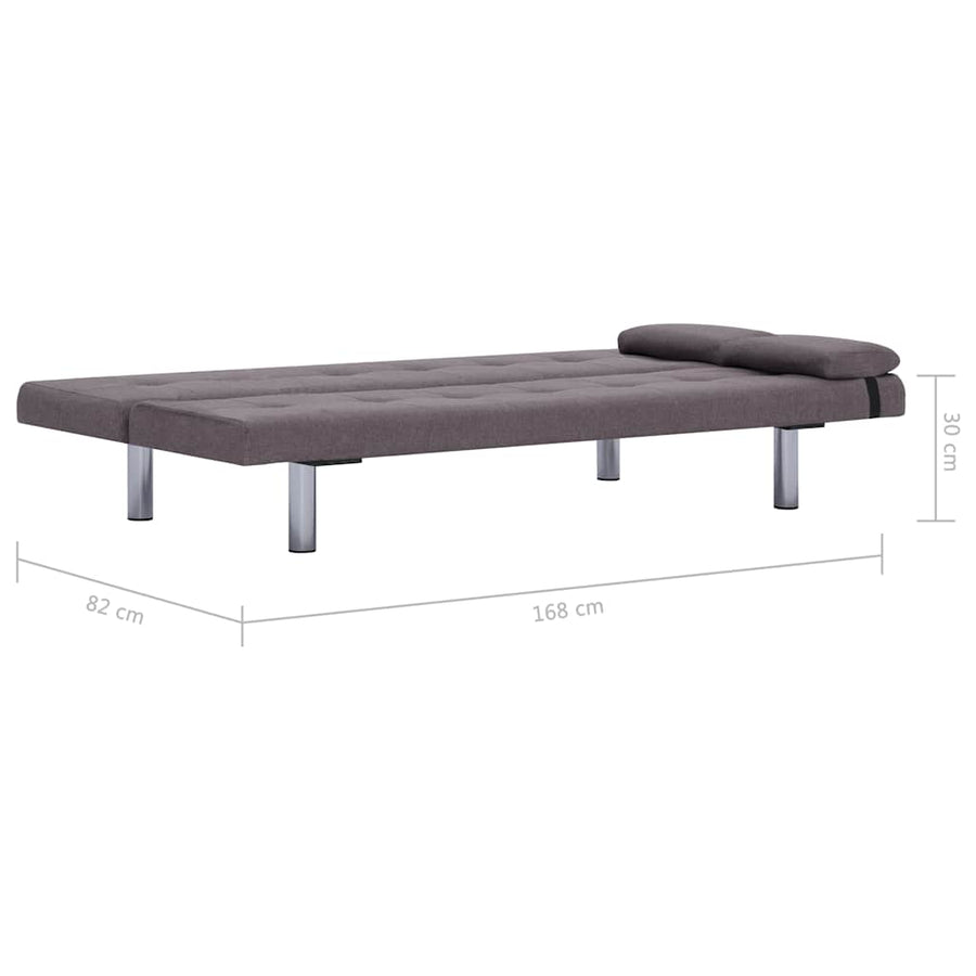 Sofa Bed with Two Pillows Taupe Polyester