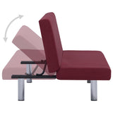 Sofa Bed Wine Red Polyester - Top-Down View