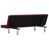 Sofa Bed Wine Red Polyester - Rear View