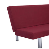 Sofa Bed Wine Red Polyester - Close-Up Angle