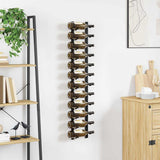 Wall Mounted Wine Rack for 12 Bottles Black Iron