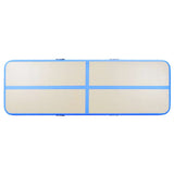 Inflatable Gymnastics Mat with Pump 400x100x10 cm PVC Blue - Close-Up Angle