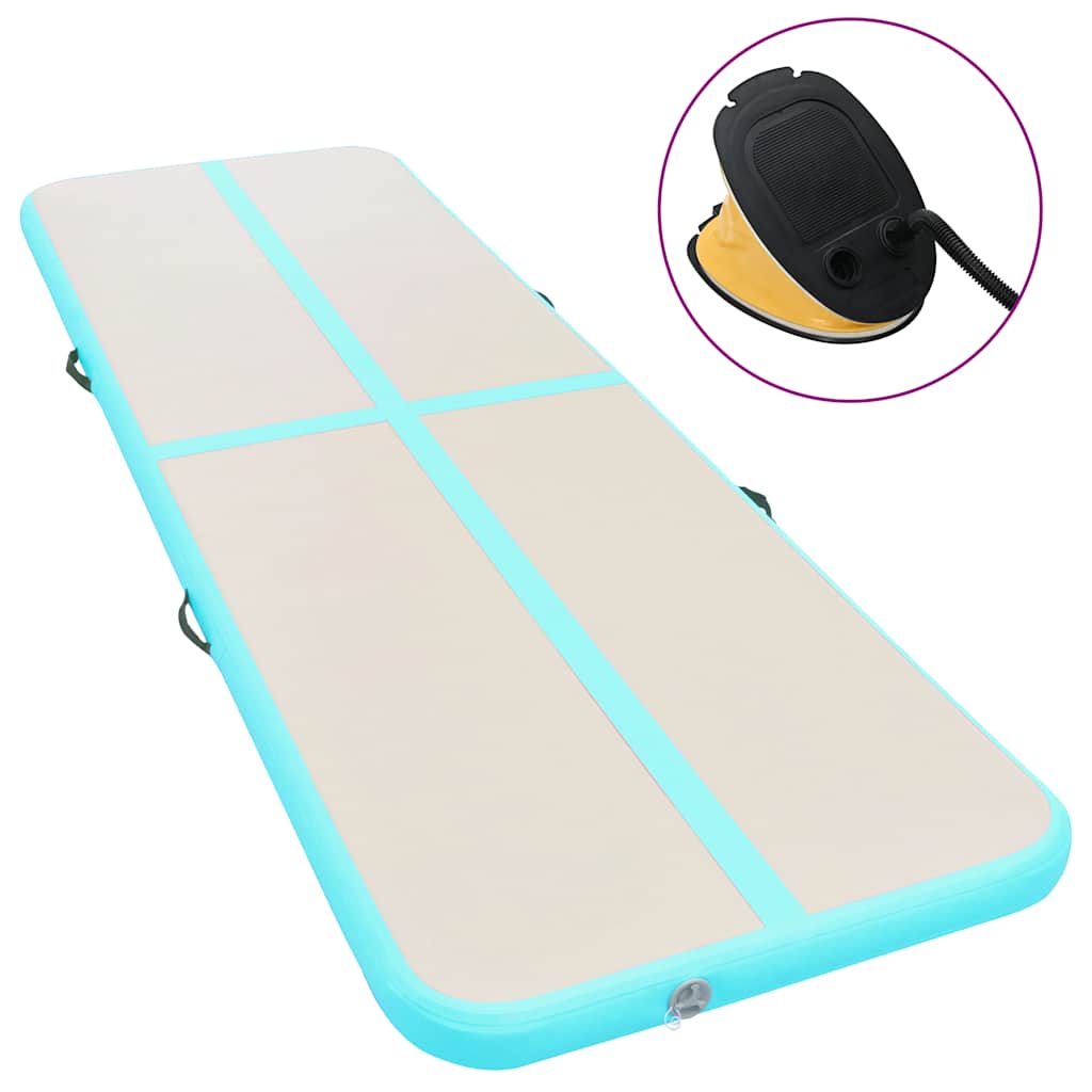 Inflatable Gymnastics Mat with Pump 500x100x10 cm PVC Green