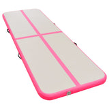 Inflatable Gymnastics Mat with Pump 600x100x10 cm PVC Pink - Front View