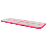 Inflatable Gymnastics Mat with Pump 600x100x10 cm PVC Pink - Top-Down View