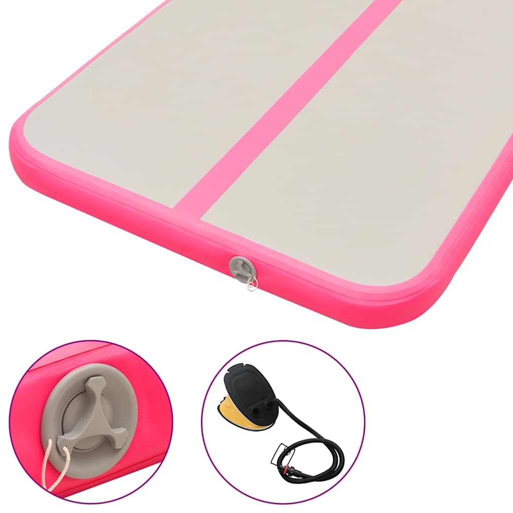 Inflatable Gymnastics Mat with Pump 600x100x10 cm PVC Pink