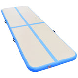 Inflatable Gymnastics Mat with Pump 600x100x10 cm PVC Blue - Front View