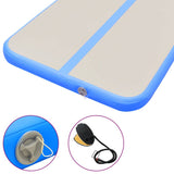 Inflatable Gymnastics Mat with Pump 600x100x10 cm PVC Blue - Low Angle