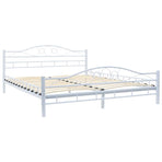 Bed with Memory Foam Mattress White Metal 153x203 cm Queen