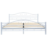 Bed with Memory Foam Mattress White Metal 153x203 cm Queen