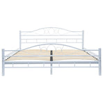 Bed with Memory Foam Mattress White Metal 153x203 cm Queen