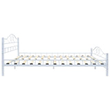 Bed with Memory Foam Mattress White Metal 153x203 cm Queen