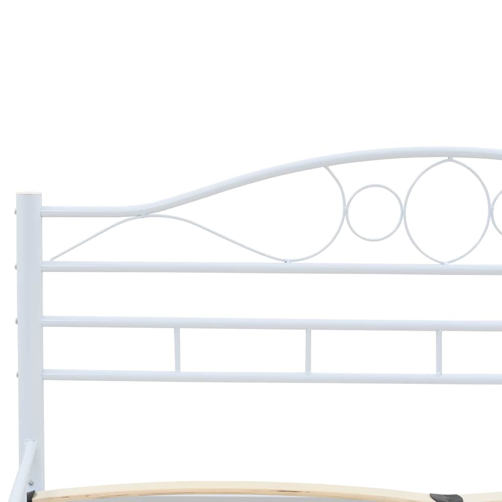 Bed with Memory Foam Mattress White Metal 153x203 cm Queen